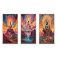 thumbnail image 2 of Designart "Buddha in the Mountains Psychedelic Vision IV" Buddhism Framed Wall Art Set Of 3 - Pink Traditional Frame Gallery Set For Office Decor, 2 of 6