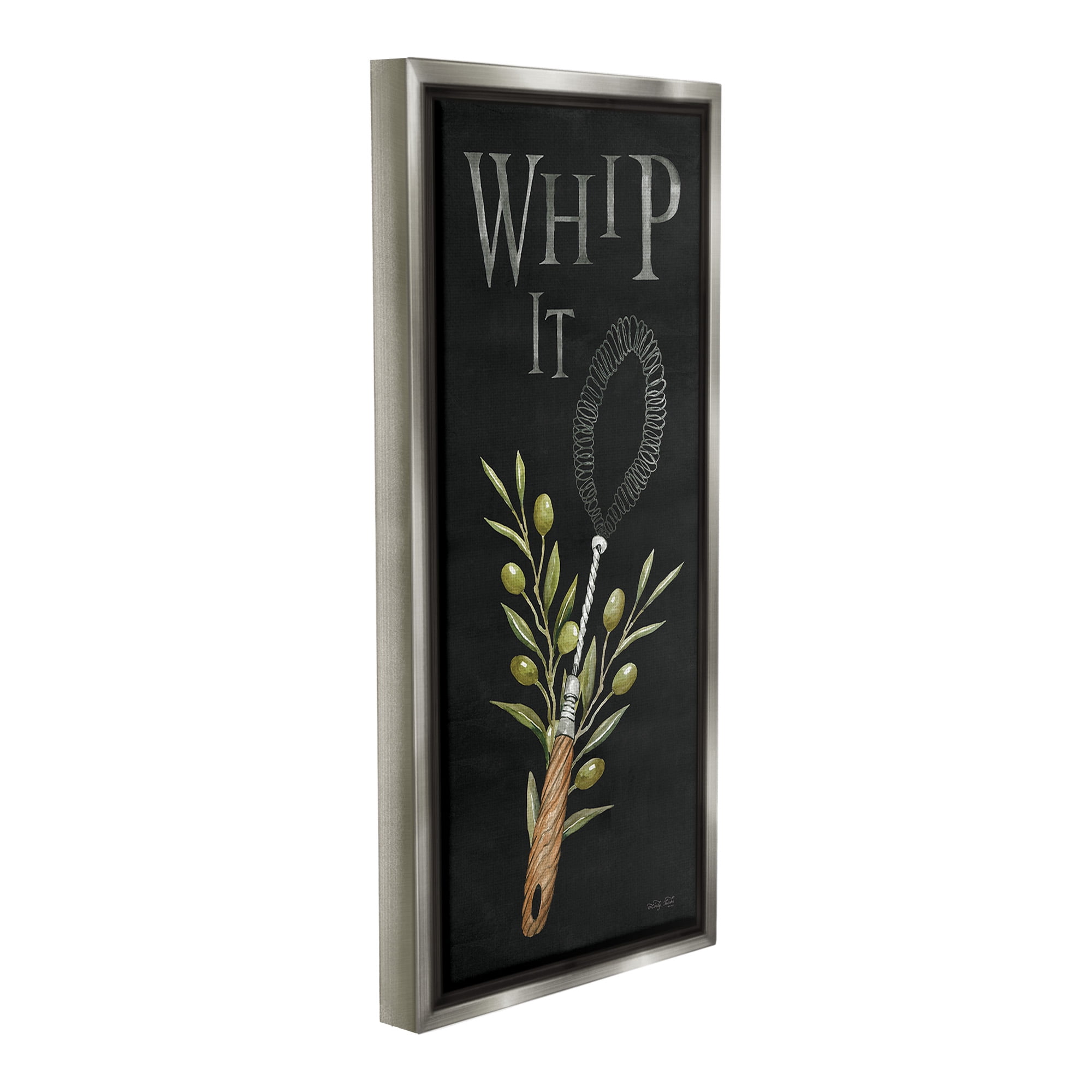 Stupell Industries Whip It Vintage Kitchen Food & Beverage Painting Gray Floater Framed Canvas Art Print Wall Art, 14 x 31