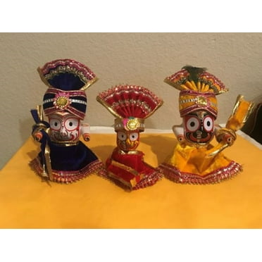 Jagannatha Baladeva Subhadra Deities 4 plus inches Neem Wood (JBSN425)