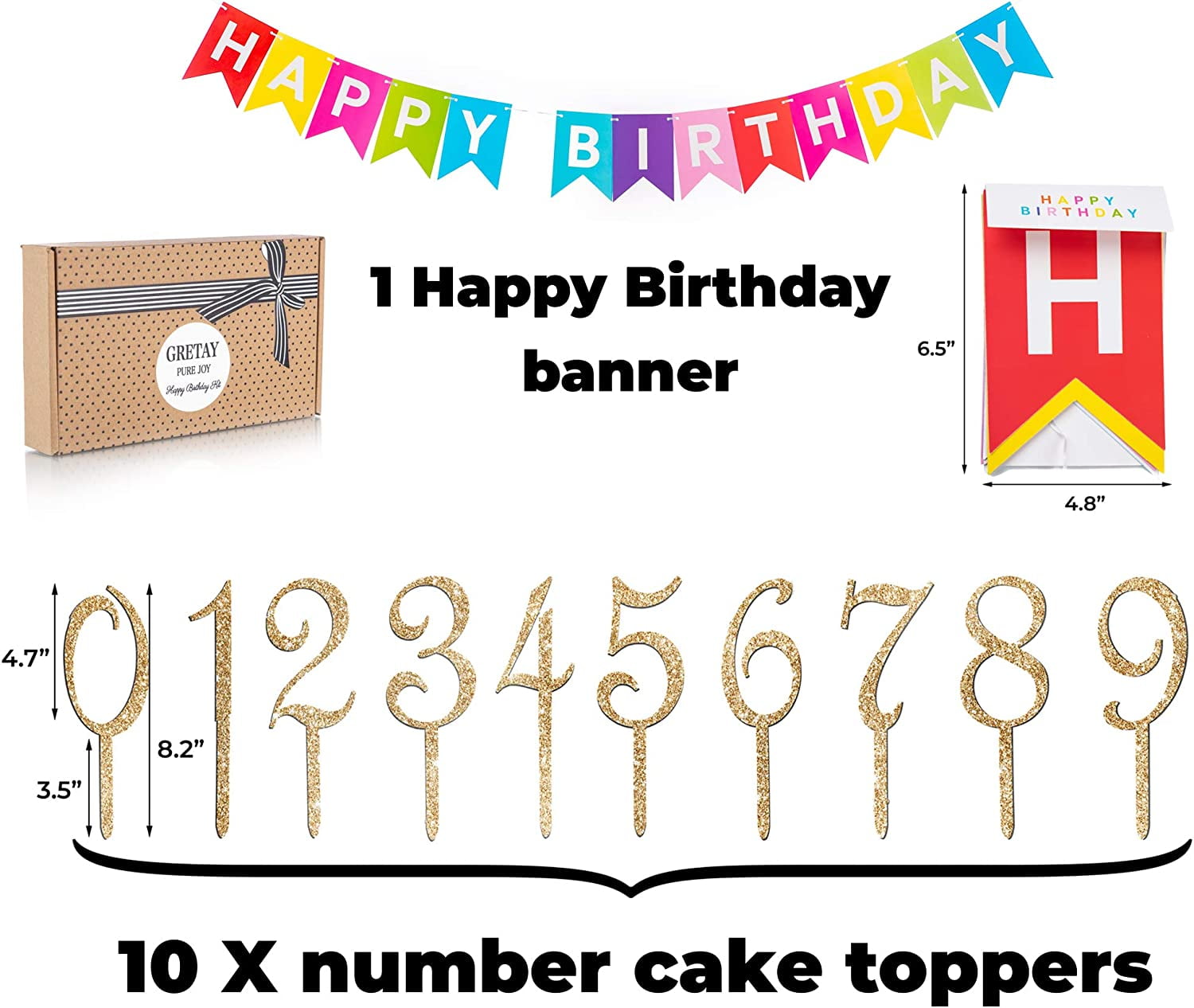 Happy Birthday Cake Topper Numbers Set of 10 Large 09 Numbers for all Your Celebrations 16th
