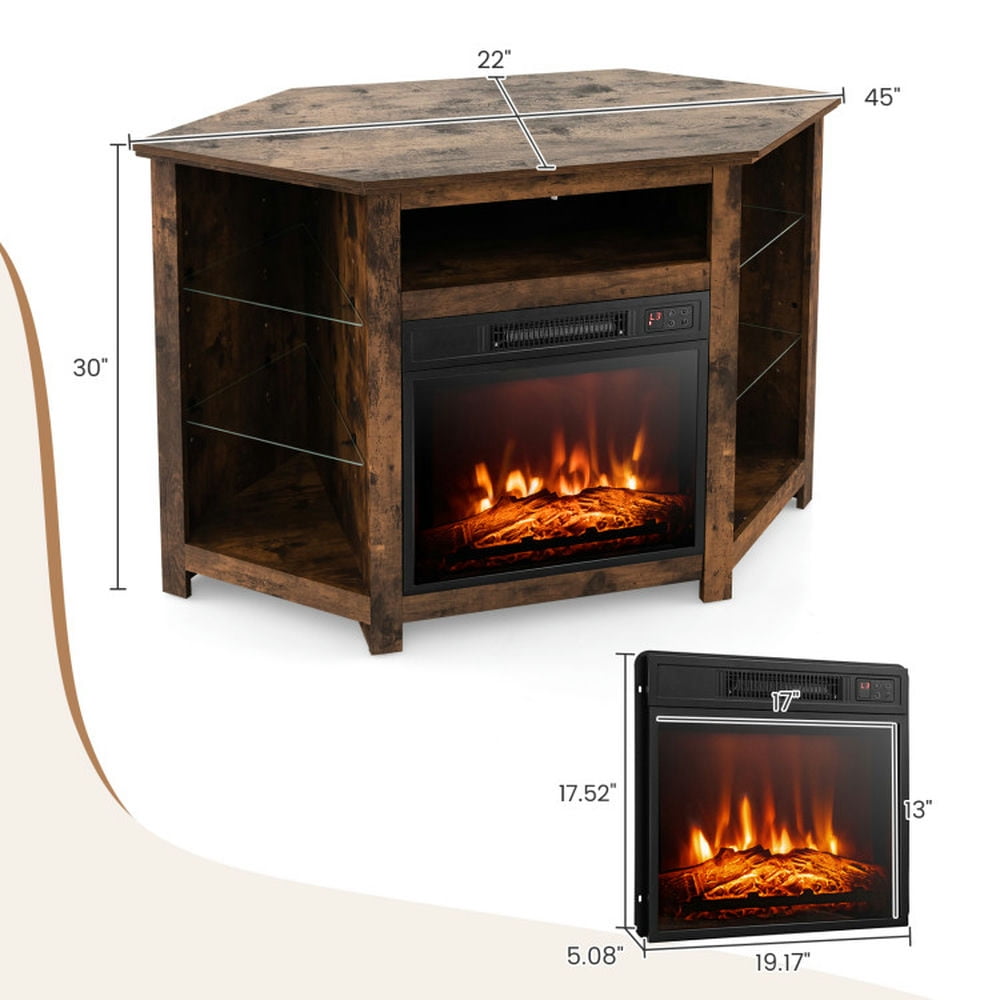 Finihen TV Stand, Entertainment Center, Fireplace Corner TV Stand with LED Lights and Smart APP Control for 50 Inches TV, for Living Room, Rustic Brown Finihen TV Stand, Entertainment Center, Fireplace Corner TV Stand with LED Lights and Smart APP Control for 50 Inches TV, for Living Room, Rustic Brown