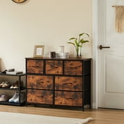 EDX 7 Drawer Dresser, Wide Chest of Drawers Nightstand Storage Tower Storage Fabric Dresser for Living Room, Bedroom, Hallway, Rustic Brown