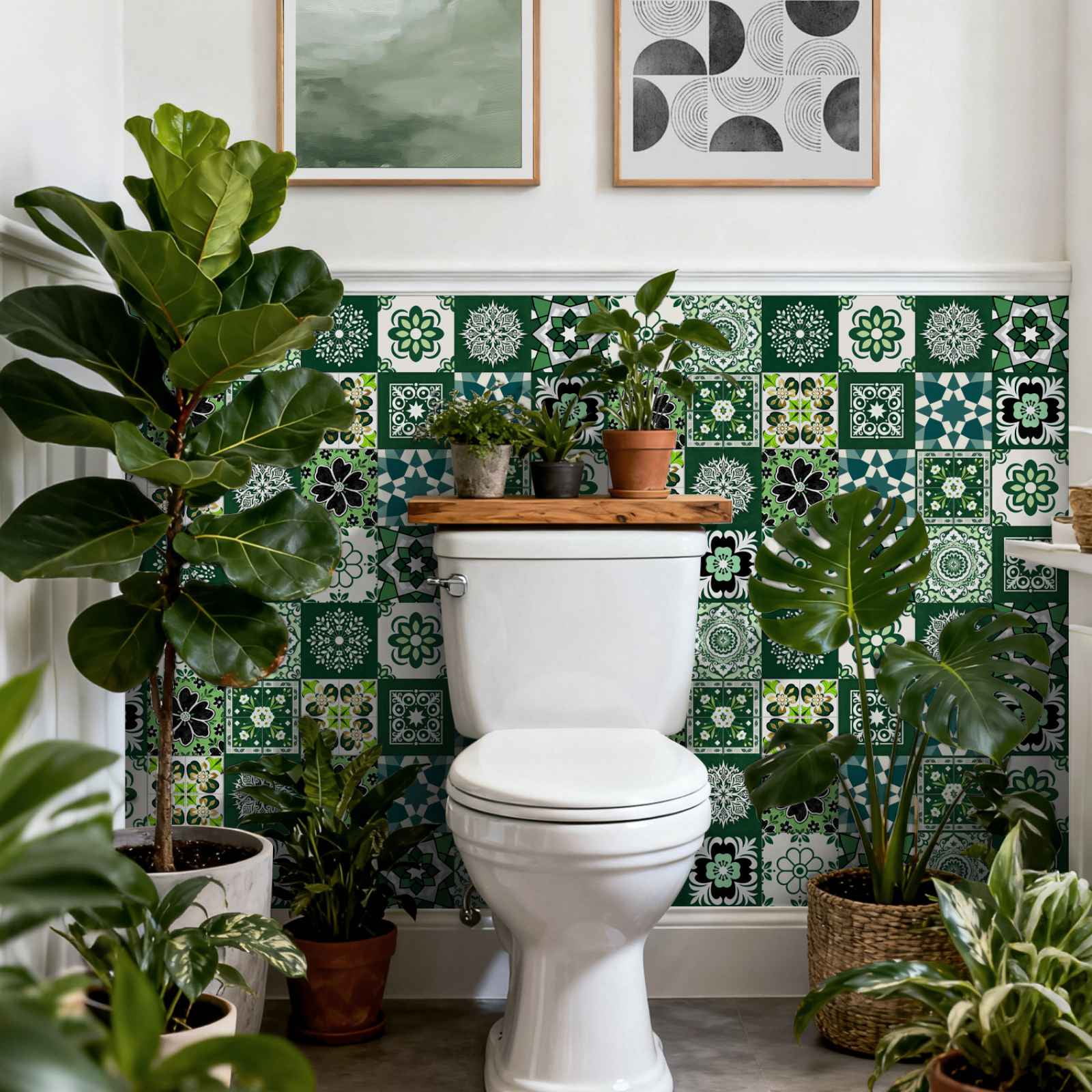 24PCS Mediterranean Style Peel and Stick Wall Tile Decals - 6"x6" Vintage Waterproof Vinyl Moroccan Bohemian Stickers for Kitchen Backsplash, Bathroom, Stair Riser Decor