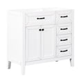 thumbnail image 6 of 36" Freestanding White Vanity | Modern Style for Bathroom, Multiple Drawers and Cabinet | Solid Rubber Wood & MDF, Water - resistant Finish | Stores Soaps and Towels Neatly, 6 of 7