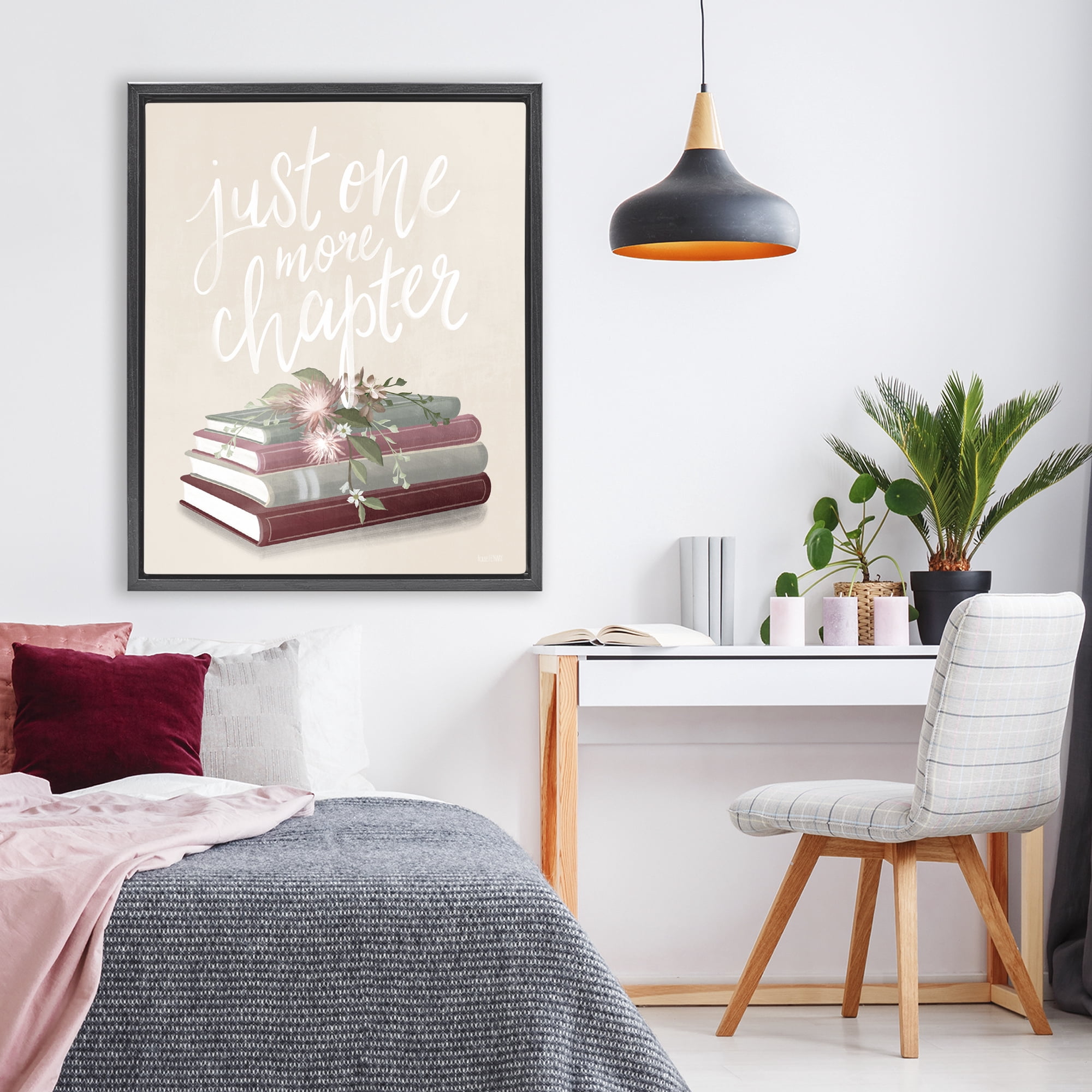 Stupell Industries One More Chapter on Beige Black Framed Floater Canvas Wall Art, design by House Fenway