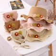 thumbnail image 3 of (color café) Sombrero de paja Sunshine girl y paquete pequeño con decoración floral Sombrero de verano anti-UV para niños Viaje a la playa senderismo 3 - 7 años JM MX-0136894FYD, 3 of 4