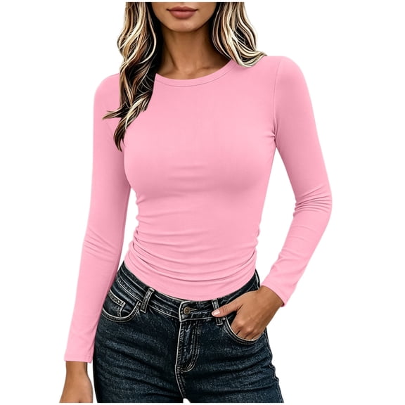 gbyLJF Women's Crewneck Base Layer Tops Basic Lightweight Fall Winter Comfy Underwear Slim Fit Going Out Tees