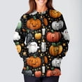 thumbnail image 3 of WTOBBY Women's Fashion Casual Long Sleeve Standing Collar Single Breasted Halloween Printed Workwear Jacket - Comfortable and Durable for Medical Apparel and Costume Use,Black L, 3 of 5