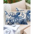 thumbnail image 4 of Waterproof Outdoor Throw Pillows with Inserts 12"x20", Navy Blue Octopus Soft Decorative Pillowcases for Couch Bedroom, Summer Beach Shell Coral Pillow Covers for Sofa Living Room, 4 of 8