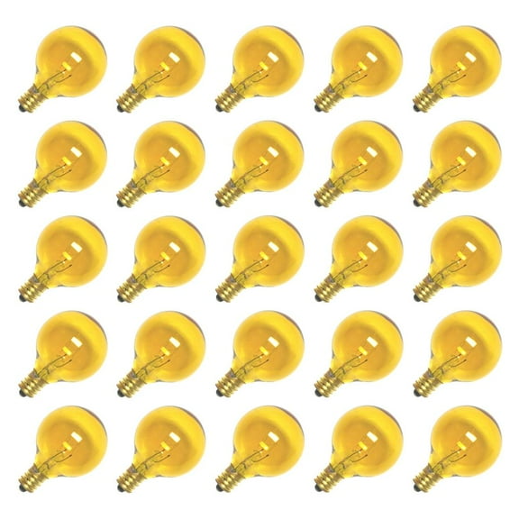 Sival 40129 - G40 Candelabra Screw Base Transparent Yellow (25 pack) Christmas Light Bulbs