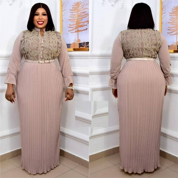 Plus Women' s Chiffon Long-sleeved Dress. XL