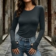thumbnail image 2 of Auralook Women Round Neck Long Sleeve Thermal Tops Ladies Base Layer Undershirt for Winter Cold Weather with Thumb Holes, 2 of 9