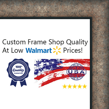 14x17 - 14 x 17 Distressed / Aged Silver with Black Lip Solid Wood Frame with UV Framer's Acrylic & Foam Board Back