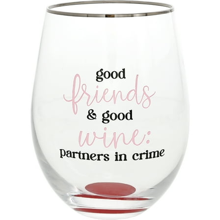 Pavilion Gift Company - Partner In Crime - Gift Boxed 18 oz Stemless Wine Glass