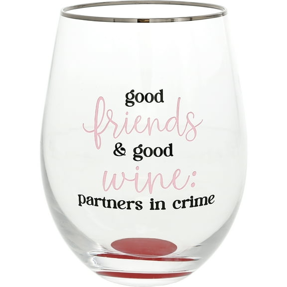 Pavilion Gift Company - Partner In Crime - Gift Boxed 18 oz Stemless Wine Glass