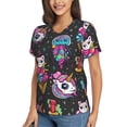 thumbnail image 2 of Honeii Cat Icecream Print Women's Classic V-Neck T-Shirt,Womens Fashion Tops,Stylish Everyday Top for Women, Casual Summer Spring Outfits Clothes-XX-Large, 2 of 5