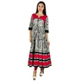 thumbnail image 7 of Bimba Women Long Designer Anarkali Kurti 3/4 Sleeve Kurta Maxi Blouse Black, 7 of 7