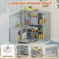 thumbnail image 5 of TLSUNNY Corner Play Kitchen for Kids, Wooden Playset with Realistic Lights, Sounds, Sink, Stove & Storage, Gift for Toddlers, Gray, 5 of 12