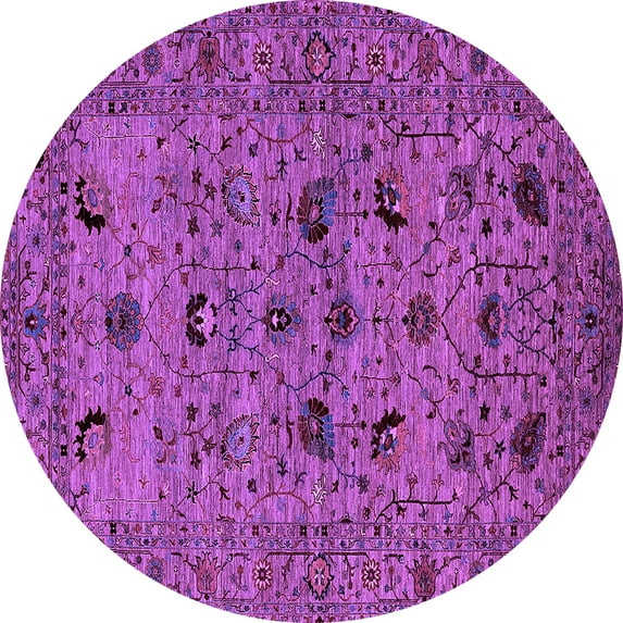 Ahgly Company Indoor Round Oriental Purple Industrial Area Rugs, 3' Round