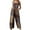 Khaki, variant on Fesfesfes Jumpsuit for Women Ethnic Style Patchwork Vintage Printed Buttons Suspender Jumpsuit