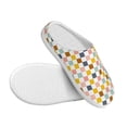 thumbnail image 3 of Daiia Colorful Checkered 1 Print Women’s Fuzzy Slippers Memory Foam Lightweight House Shoes Cozy Loafer Flannel House Shoes-42/43, 3 of 7