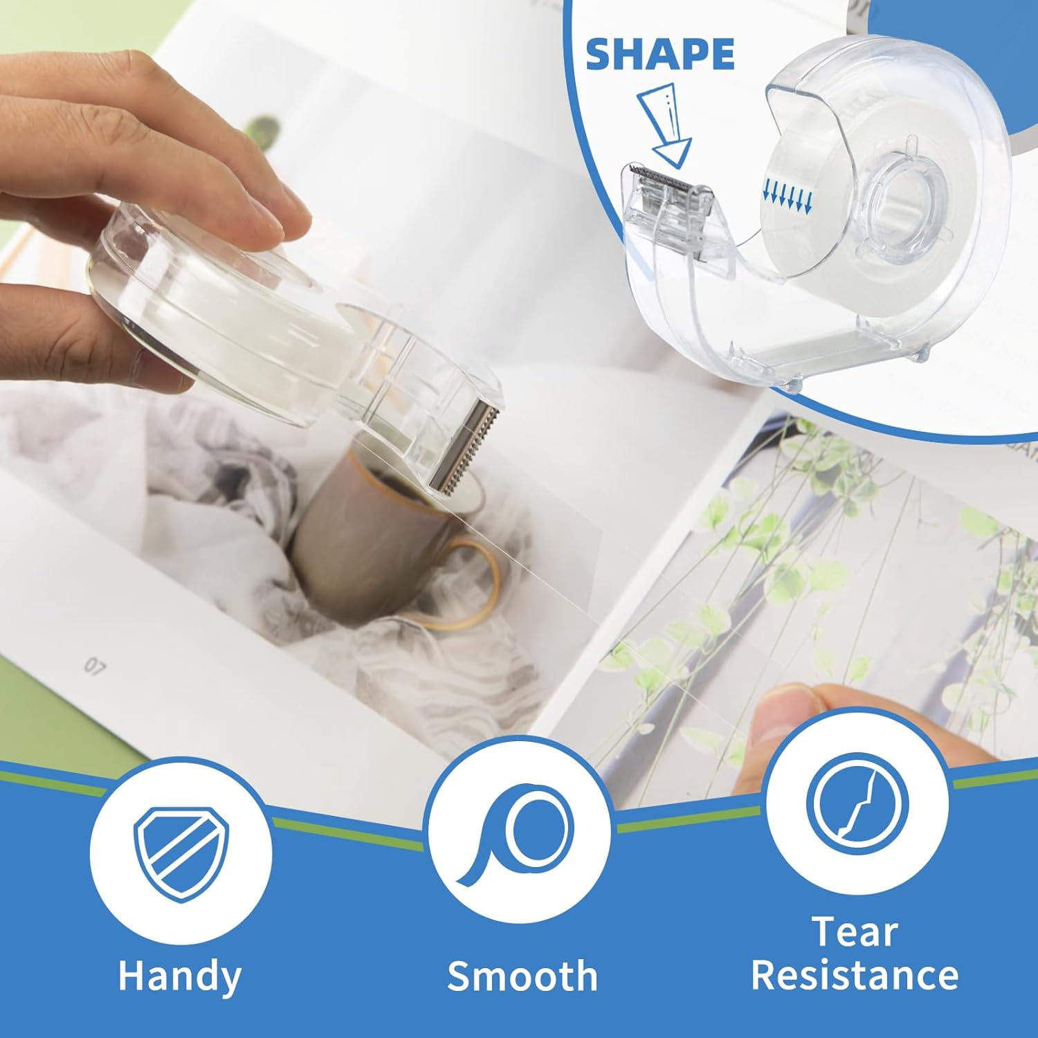 24 Pcs Transparent Tape with Dispenser, 0.7 in x 1000 Clear Tapes and Refillable Dispensers, Office Rolls Dispenser Bulk for Craft Jobs, Gift Wrapping, Repairing, Home School