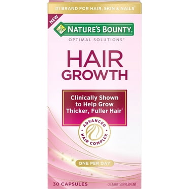 Nature’s Bounty® Optimal Solutions® Hair Growth Supplement for Women with Biotin Vitamin, Dietary Supplement, 30 Capsules