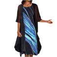 thumbnail image 1 of Vestido de dos piezas de manga corta con cuello redondo y estampado casual de moda para mujer Wmkox8yi bvn72, 1 of 5