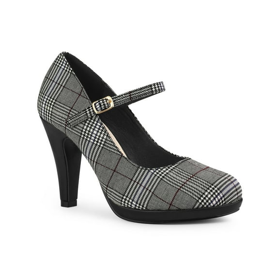 Unique Bargains Women's Houndstooth Platform Stiletto Heels Pumps