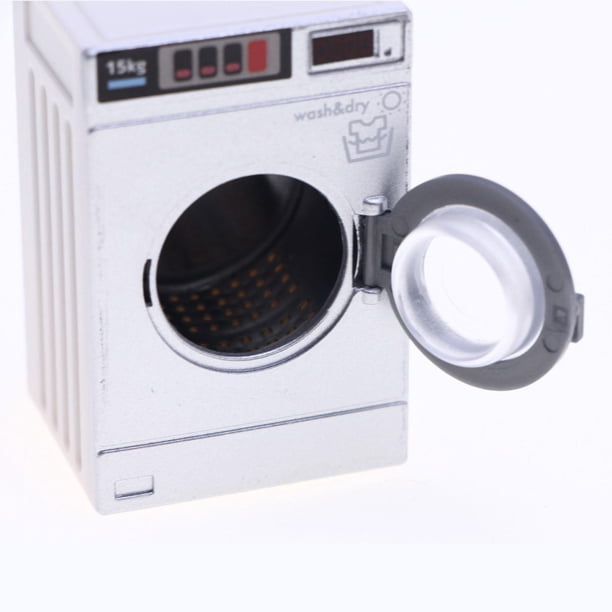 mmirethe Modèle de Maison de Poupée Mini Machine à Laver Échelle 1/12 Meubles et Accessoires de Maison de Poupée Machine à Laver Paysages Bleu