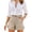Khaki, variant on Linen Shorts for Women Button High Waisted Chino Bermuda Shorts Above The Knee Casual Boho Beach Holiday Summer Short, Navy M