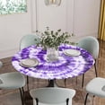 thumbnail image 5 of Purple Ombre Round Tablecloth for 36-44 Inch Tables, Fitted Table Cover with Elastic Edge, Modern Abstract Tie Dye Painting Art Waterproof Outdoor Table Cloth Protector for Patio Garden Dinner Picnic, 5 of 9
