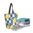 thumbnail image 2 of FORMRS Womens Canvas Tote Bag with Zipper Inner Pocket Shoulder Handbag, Lemon Checkered, 2 of 7