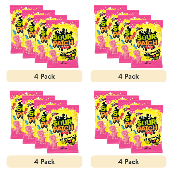 SOUR PATCH KIDS Lemonade Fest Soft & Chewy Candy, 8.02 oz Bag-Pack of 4