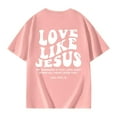 thumbnail image 4 of Girls Short T Shirt for Kids Girls Easter I Love Jesus Letter Soft Fit Breathable Trendy Clothes #Pink 9-10 Years, 4 of 6