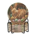 thumbnail image 2 of BZSMCE 6Pcs Drink Coasters With Holder 3.94Inch Bunny Sleeping with Easter Eggs Creative Coil Coaster Coasters Colors Absorbent Coasters for Drinks Coasters Set Thicken Heat for Home Table, 2 of 7