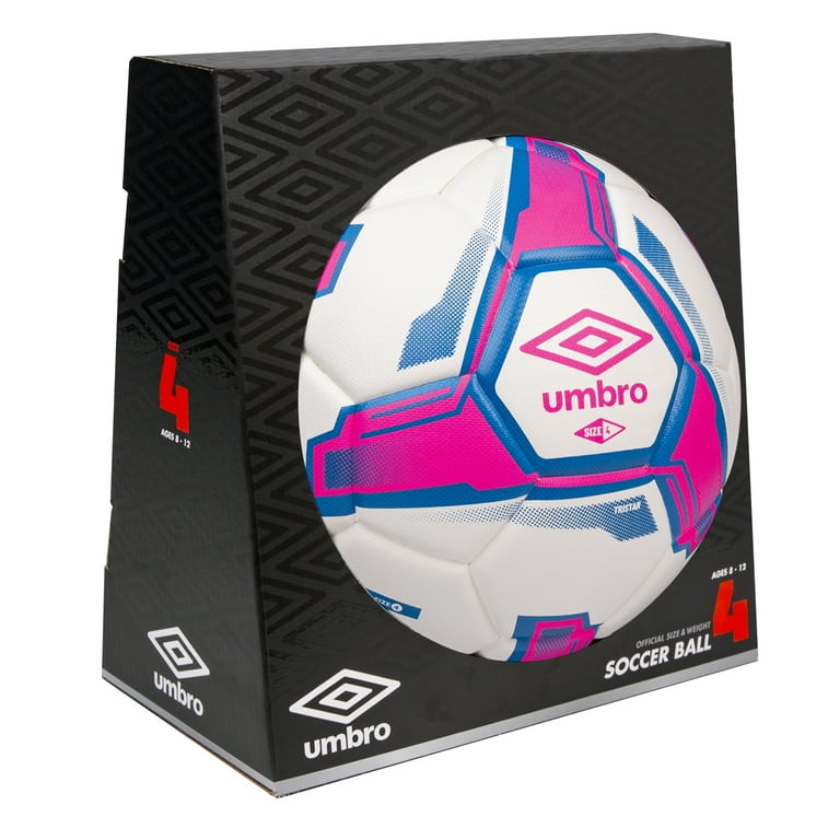 Umbro Youth Size 4 Soccer Ball White Blue Pink Durable 32-Panel