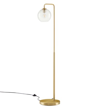 Floor Lamp Light, Gold, Glass, Metal, Modern Contemporary Mid-Century Farmhouse, Mid Century Living Kitchen Cafe Bistro Restaurant Hospitality