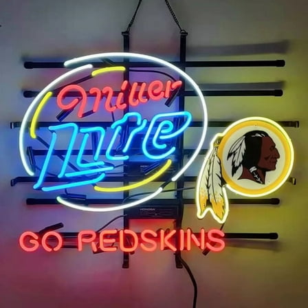 Queen Sense 24"x20" Custom Millers Lite Washingtons Sports League Go Neon Sign Man Cave Beer Pub Bar Artwork Handmade Wall Decor Gift Neon Light 124MLLV3WRSGRS