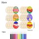 thumbnail image 3 of Kit de pintura DIY de 30 piezas de huevos de Pascua de madera – Huevos de grafiti imitados marrones con 12 pinceles de acuarela, set decorativo de manualidades colgantes sin terminar, 3 of 6