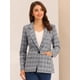 thumbnail image 2 of Blazers para mujer Chaqueta tipo blazer a cuadros con solapa con muesca Boyfriend Gris Azul M, 2 of 6