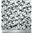 thumbnail image 1 of Soimoi White polyester Crepe Fabric Cat Animal Decor Fabric Printed Yard 52 Inch Wide, 1 of 3