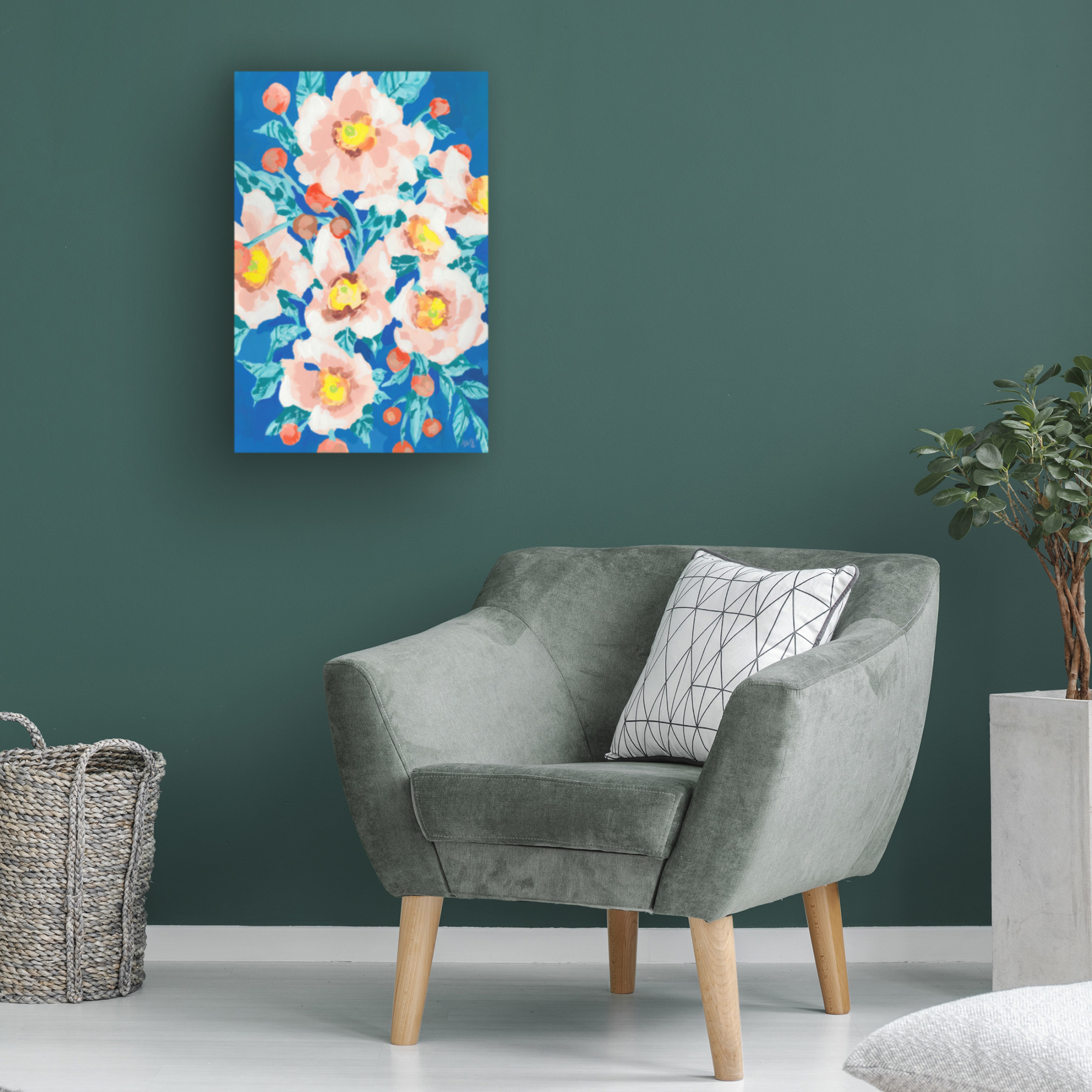 Trademark Fine Art Ania Zwara  Cobalt Blue With Anemones Canvas Wall Art