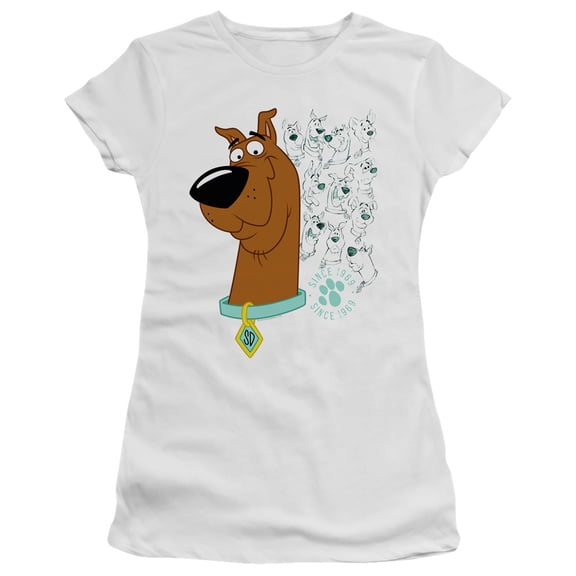 Scooby Doo Evolution Of Scooby Doo Junior Women's T-Shirt Sheer White
