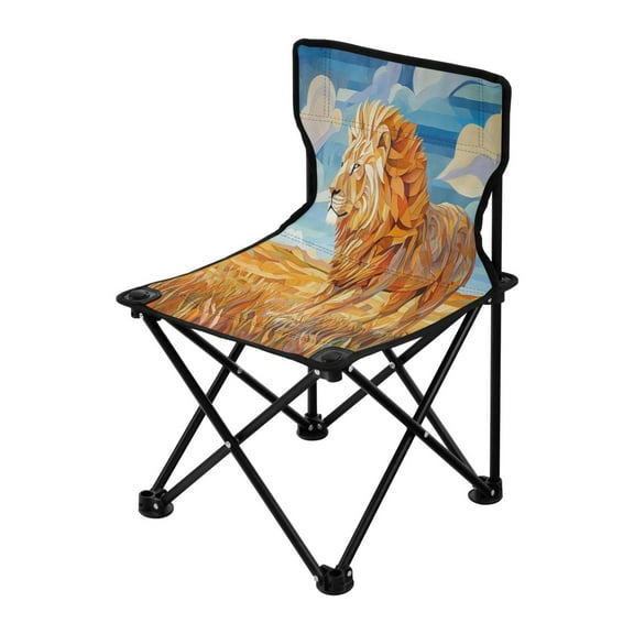 Outdoor Folding Chair 14.46x14.46x22.83 Inches, Camping Folding Chair Easy to Carry Ideal for Outdoor Picnics Camping Park Fishing The Lion Of The Prairie