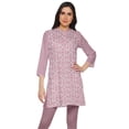 thumbnail image 1 of Moomaya Poly Crepe Close Collar Neck Short Kurtis For Women Printed Dress Top, 1 of 5