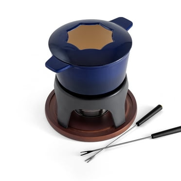 Swissmar Sierra Ensemble de 11 Pcs de Fondue en Fonte, 1,6 L, Bleu, Parfait pour le Fromage, le Chocolat et la Fondue à la Viande