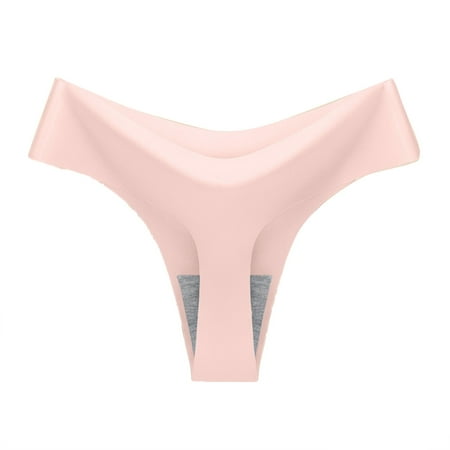 

ZUARFY Women Sexy Ice Silk Seamless Thongs Underwear Solid Color High Cut Bikini Hipster Panty Heart Print Low Rise G-string