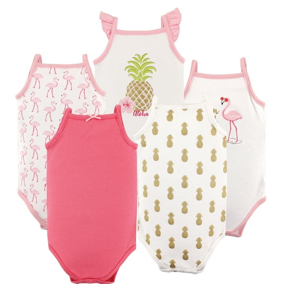 Luvable Friends Hudson Baby Sleeveless Bodysuits 5pk, Sweet Pineapple, 0-3M