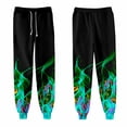 thumbnail image 4 of Unisex Drawstring Waist Sweatpants Harajuku Flame Print Jogger Pants Trousers, 4 of 14